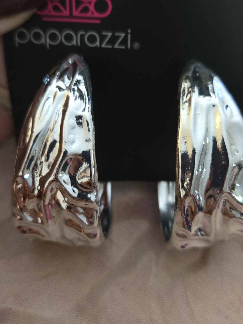 Paparazzi Silver Sculpted Hoop Earrings